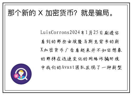 那个新的 X 加密货币？就是骗局。